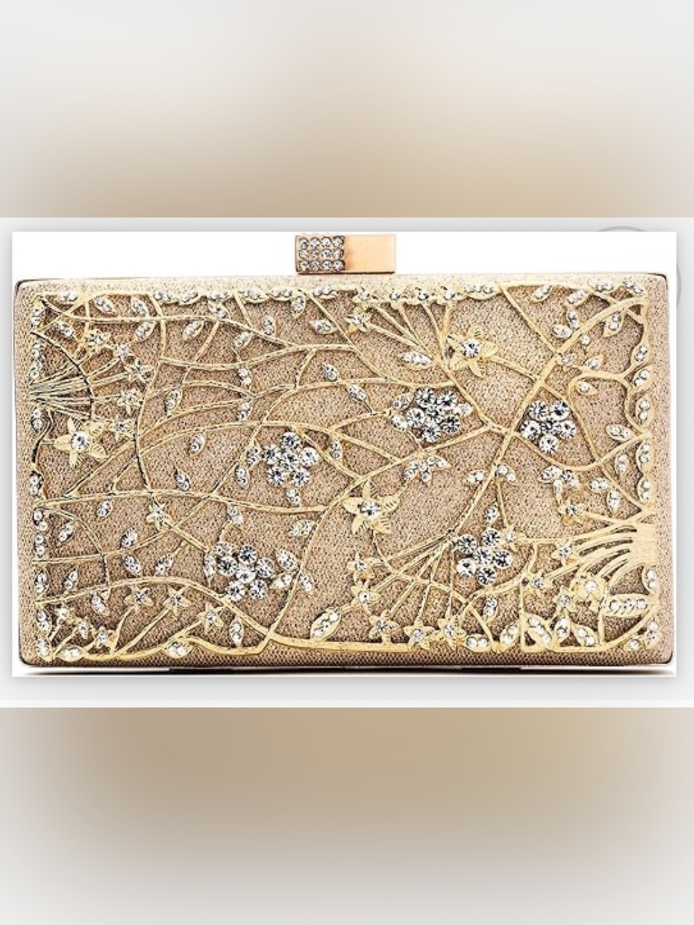 Embellished Gold Floral Clutch